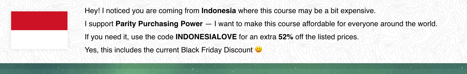 Parity purchasing power discout at React for Beginners